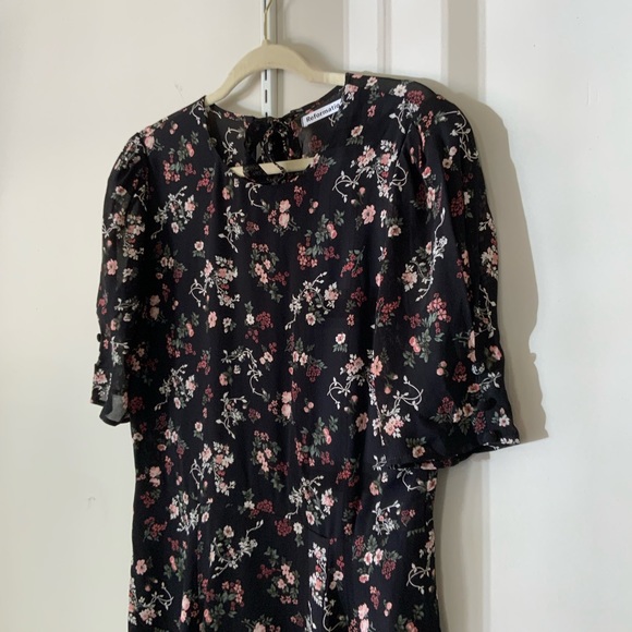 Reformation Bard Dress Mini Puff Sleeve Jolene Georgette Floral Size 12 - Picture 4 of 14